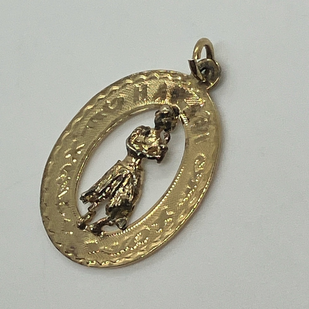 Vtg 925 Sterling Silver Yellow Gold Tone Hawaii Hula Charm / Pendant